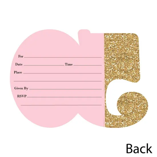 Big Dot of Happiness Chic 50th Birthday - Pink, Black and Gold - Shaped Fill-in Invites - Birthday Party Invitation Cards with Envelopes - Set of 12 {6}