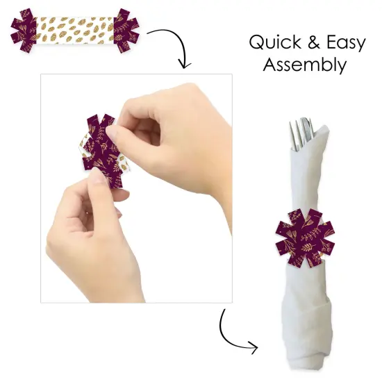 Big Dot of Happiness Elegant Thankful for Friends - Friendsgiving Thanksgiving Party Paper Napkin Holder - Napkin Rings - Set of 24 {6}