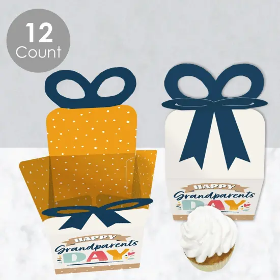 Big Dot of Happiness Happy Grandparents Day - Square Favor Gift Boxes - Grandma & Grandpa Party Bow Boxes - Set of 12 {4}