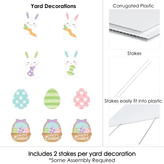 Big Dot of Happiness Spring Easter Bunny - Bunny, Egg, Basket Lawn Decorations - Outdoor Happy Easter Party Yard Decorations - 10 Piece {7}