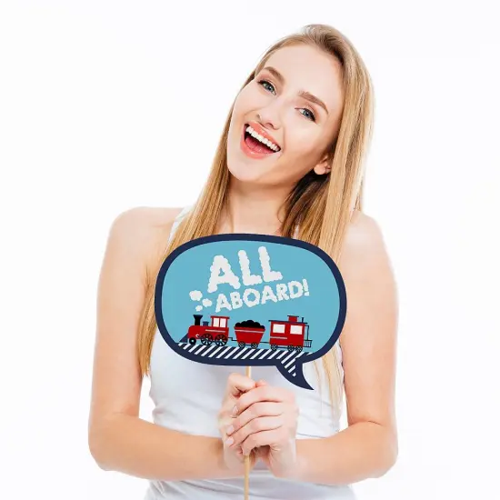 Big Dot of Happiness Railroad Party Crossing - Steam Train Birthday Party or Baby Shower Photo Booth Props Kit - 20 Count {4}