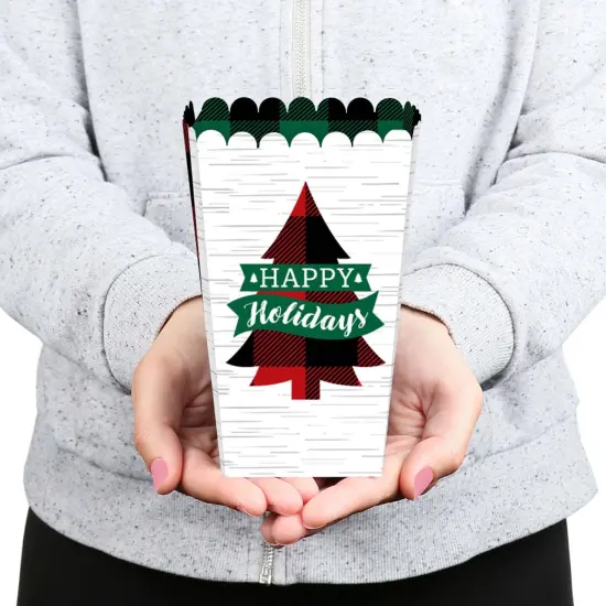 Big Dot of Happiness Holiday Plaid Trees - Buffalo Plaid Christmas Party Favor Popcorn Treat Boxes - Set of 12 {6}