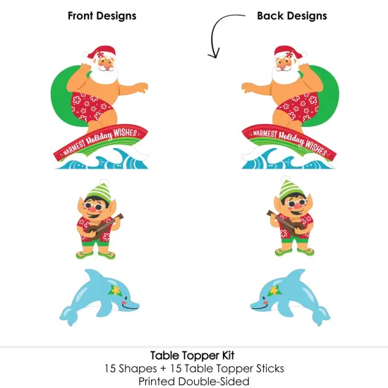 Big Dot of Happiness Tropical Christmas - Beach Santa Holiday Party Centerpiece Sticks - Table Toppers - Set of 15 {6}