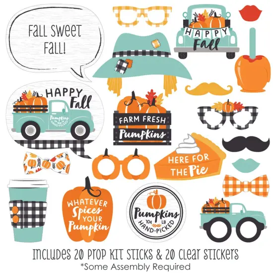Big Dot of Happiness Happy Fall Truck - Harvest Pumpkin Party Photo Booth Props Kit - 20 Count {3}