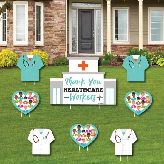 Big Dot of Happiness Thank You Healthcare Workers - Yard Sign and Outdoor Lawn Decorations - Doctor and Nurse Appreciation Yard Signs - Set of 8 {1}