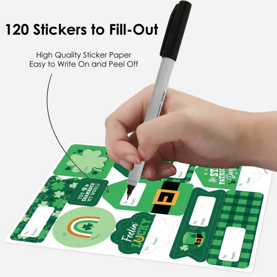 Big Dot of Happiness Shamrock St. Patrick's Day - Assorted Saint Paddy&rsquo;s Party Gift Tag Labels - To and From Stickers - 12 Sheets - 120 Stickers {4}