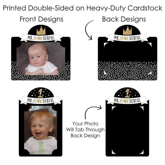 Big Dot of Happiness 1st Birthday Little Mr. Onederful - Boy First Birthday Party Picture Centerpiece Sticks - Photo Table Toppers - 15 Pieces {7}