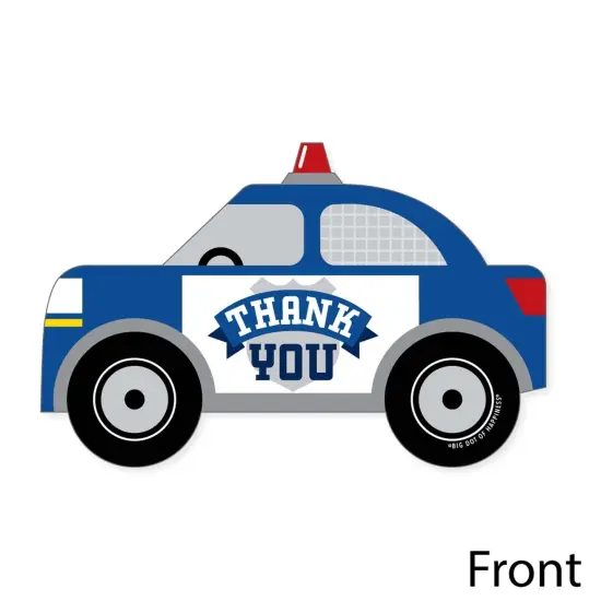 Big Dot of Happiness Calling All Units - Police - Shaped Thank You Cards - Cop Birthday Party or Baby Shower Thank You Cards with Envelopes -Set of 12 {4}