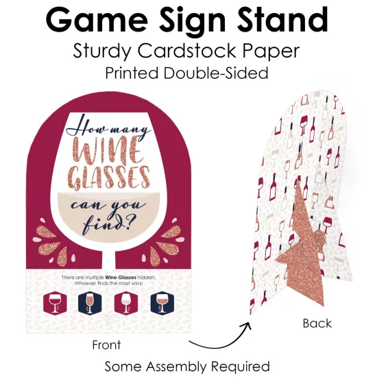 Big Dot of Happiness But First, Wine - Wine Tasting Party Scavenger Hunt - 1 Stand and 48 Game Pieces - Hide and Find Game {7}