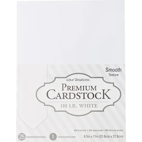 Core'dinations 110lb Smooth Cardstock 8.5"X11" 25/Pkg-White {1}