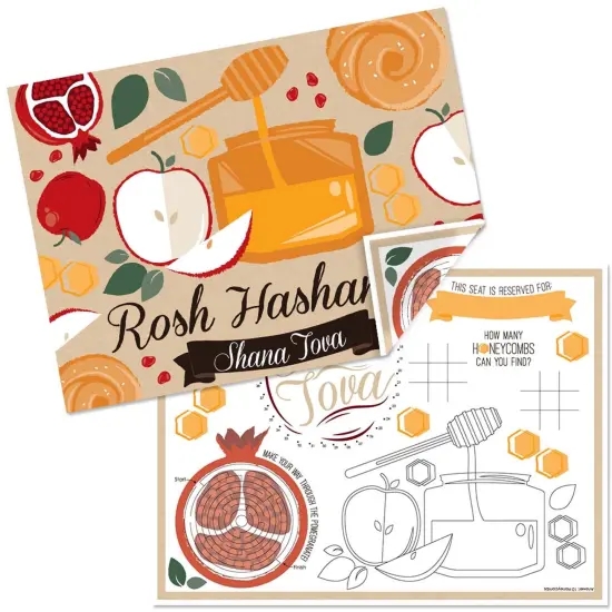 Big Dot of Happiness Rosh Hashanah - Paper New Year Coloring Sheets - Activity Placemats - Set of 16 {1}
