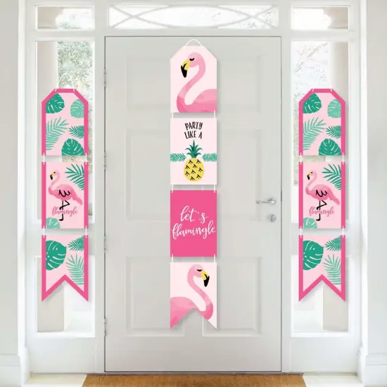 Big Dot of Happiness Pink Flamingo - Party Like a Pineapple - Hanging Vertical Paper Door Banners - Tropical Summer Party Wall Kit - Indoor Door Decor {1}