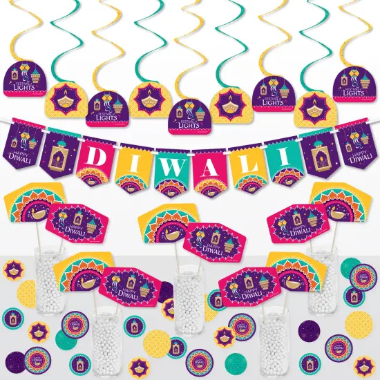 Big Dot of Happiness Happy Diwali - Festival of Lights Party Supplies Decoration Kit - Decor Galore Party Pack - 51 Pieces {1}