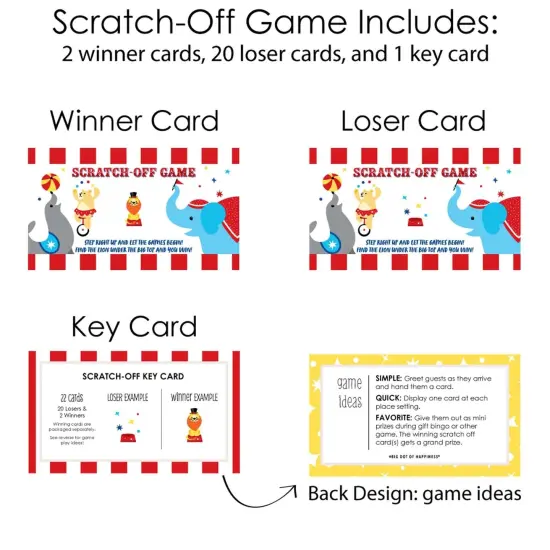 Big Dot of Happiness Carnival - Step Right Up Circus - Carnival Themed Game Scratch Off Cards - 22 Count {6}