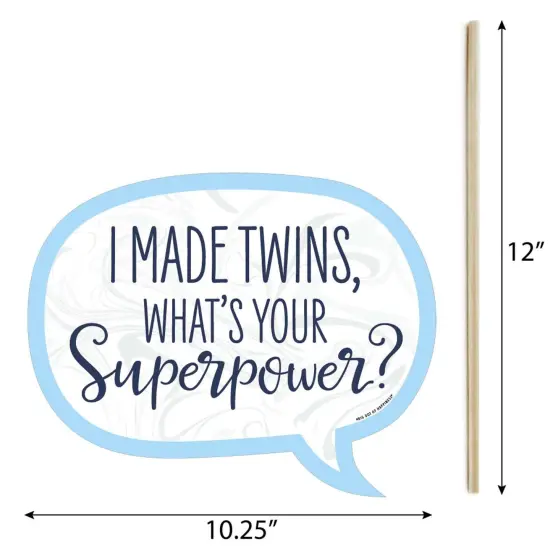 Big Dot of Happiness Funny It's Twin Boys - Blue Twins Baby Shower Photo Booth Props Kit - 10 Piece {6}