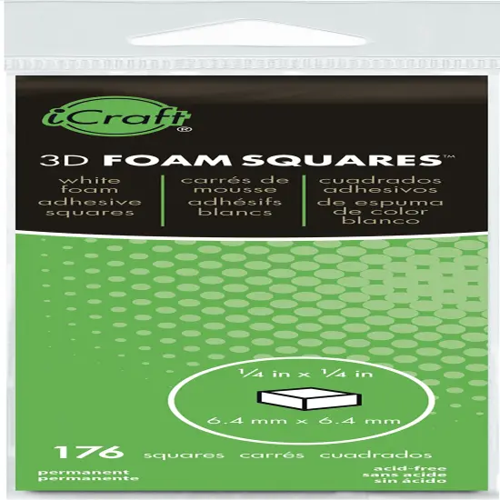 iCraft 3D Foam Squares 176/Pkg-White .25" {1}
