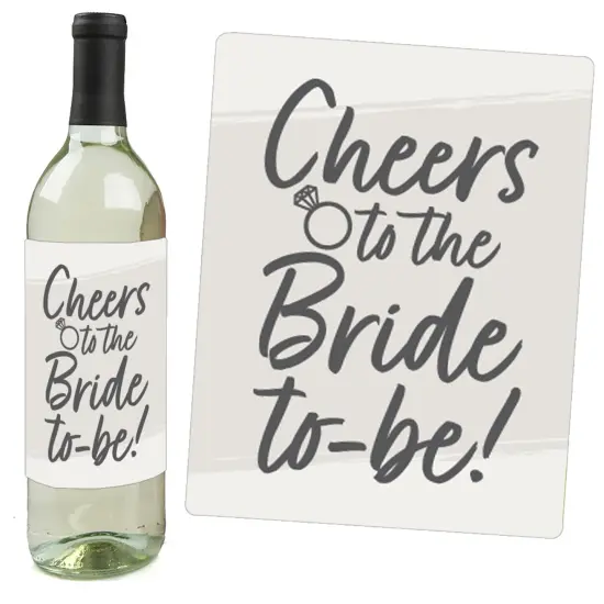 Big Dot of Happiness Champagne Elegantly Simple - Wedding or Bridal Shower Guest Party Favors Decorations- Wine Bottle Label Stickers - Set of 4 {3}