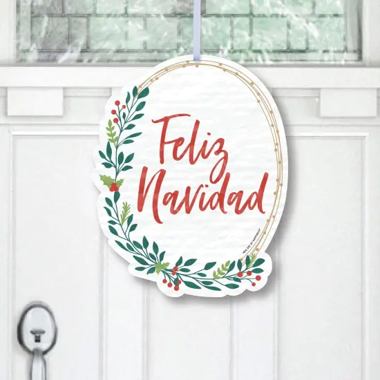 Big Dot of Happiness Feliz Navidad - Hanging Porch Holiday and Spanish Christmas Party Outdoor Decorations - Front Door Decor - 1 Piece Sign {1}