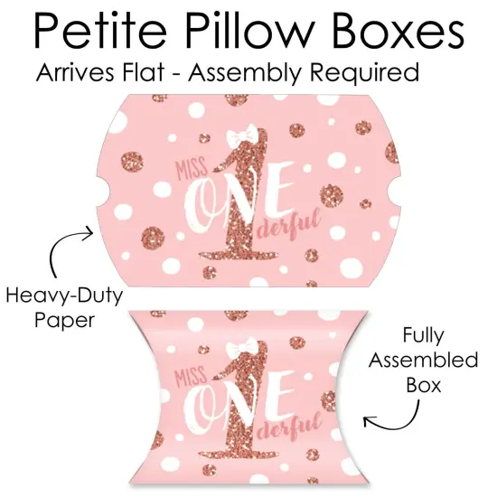 Big Dot of Happiness 1st Birthday Little Miss Onederful - Favor Gift Boxes - Girl First Birthday Party Petite Pillow Boxes - Set of 20 {7}