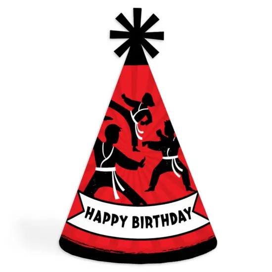 Big Dot of Happiness Karate Master - Cone Happy Birthday Party Hats for Kids and Adults - Set of 8 (Standard Size) {1}