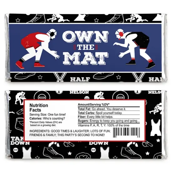 Big Dot of Happiness Own the Mat - Wrestling - Candy Bar Wrapper Birthday Party or Wrestler Party Favors - Set of 24 {3}