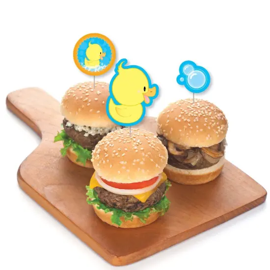 Big Dot of Happiness Ducky Duck - Dessert Cupcake Toppers - Baby Shower or Birthday Party Clear Treat Picks - Set of 24 {4}