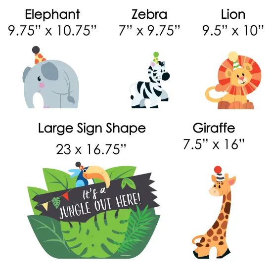 Big Dot of Happiness Jungle Party Animals - Yard Sign & Outdoor Lawn Decorations - Safari Zoo Animal Birthday or Baby Shower Yard Signs - Set of 8 {7}