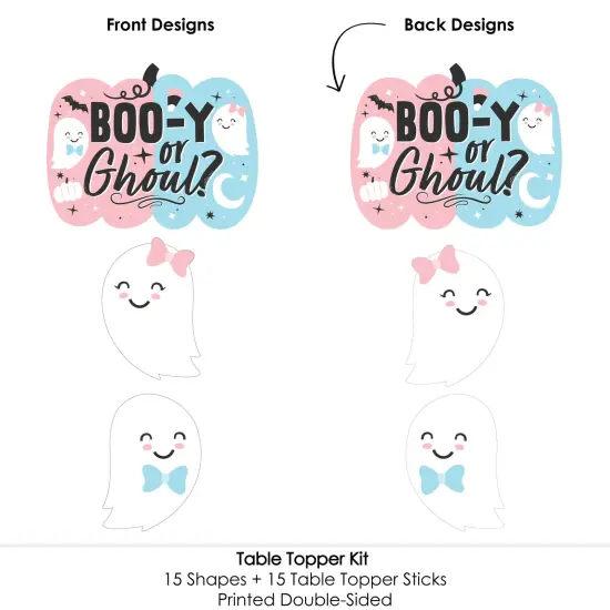 Big Dot of Happiness Boo-y or Ghoul - Halloween Gender Reveal Party Centerpiece Sticks - Table Toppers - Set of 15 {6}
