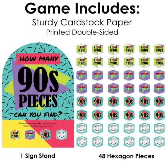 Big Dot of Happiness 90&rsquo;s Throwback - 1990s Party Scavenger Hunt - 1 Stand and 48 Game Pieces - Hide and Find Game {6}
