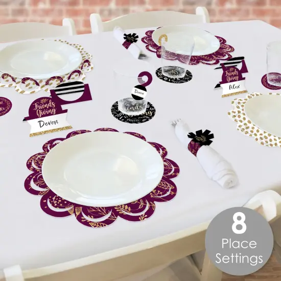 Big Dot of Happiness Elegant Thankful for Friends - Friendsgiving Thanksgiving Party Paper Charger and Table Decorations Chargerific Kitfor 8 {3}