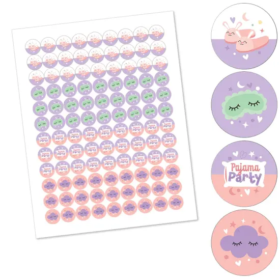 Big Dot of Happiness Pajama Slumber Party - Girls Sleepover Birthday Party Round Candy Sticker Favors - Labels Fits Chocolate Candy (1 sheet of 108) {3}