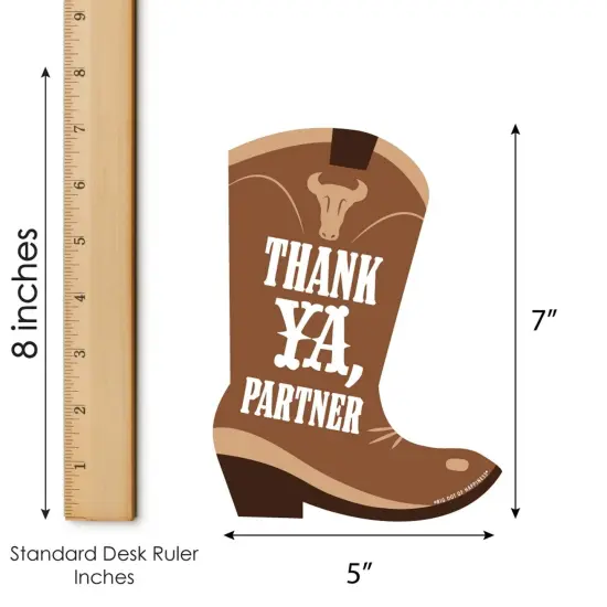 Big Dot of Happiness Western Hoedown - Shaped Thank You Cards - Wild West Cowboy Party Thank You Note Cards with Envelopes - Set of 12 {7}