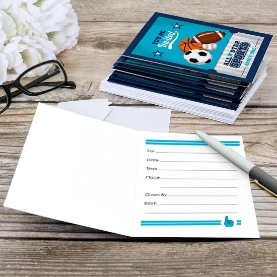 Big Dot of Happiness Go, Fight, Win - Sports - Fill In Baby Shower or Birthday Party Invitations (8 count) {6}