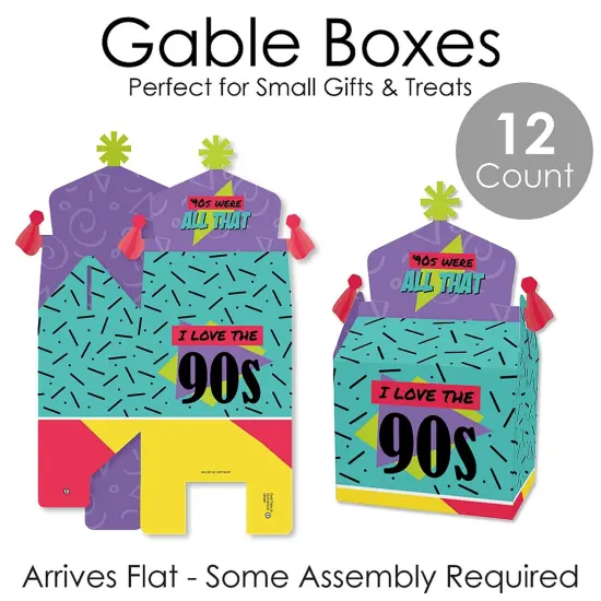 Big Dot of Happiness 90's Throwback - Treat Box Party Favors - 1990s Party Goodie Gable Boxes - Set of 12 {7}