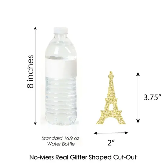 Big Dot of Happiness Gold Glitter Eiffel Tower Party Straws - No-Mess Real Glitter Cut-Outs & Baby Shower or Birthday Party Paper Straws - Set of 24 {7}