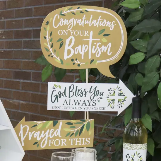 Big Dot of Happiness Funny Baptism Elegant Cross - Religious Party Photo Booth Props Kit - 10 Piece {7}