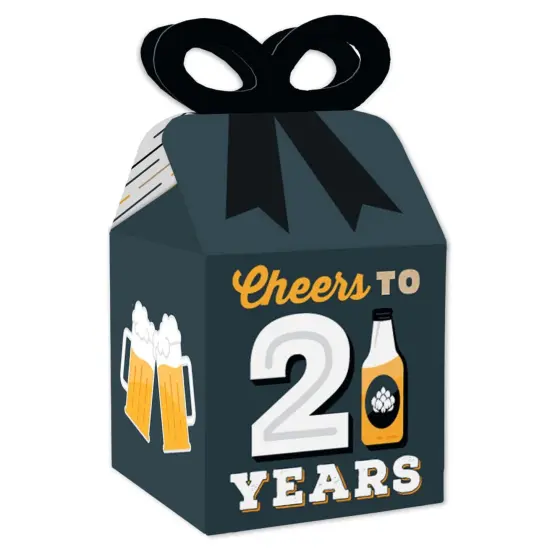 Big Dot of Happiness Cheers and Beers to 21 Years - Square Favor Gift Boxes - 21st Birthday Party Bow Boxes - Set of 12 {1}