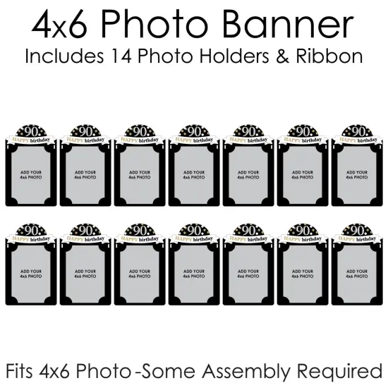 Big Dot of Happiness Adult 90th Birthday - Gold - DIY Birthday Party Decor - Picture Display - Photo Banner {6}