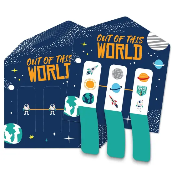 Big Dot of Happiness Blast Off to Outer Space - Rocket Ship Baby Shower or Birthday Party Game Pickle Cards - Pull Tabs 3-in-a-Row - Set of 12 {1}
