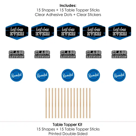 Big Dot of Happiness Reunited Blue - Royal Blue School Class Reunion Party Centerpiece Sticks - Table Toppers - Set of 15 {7}