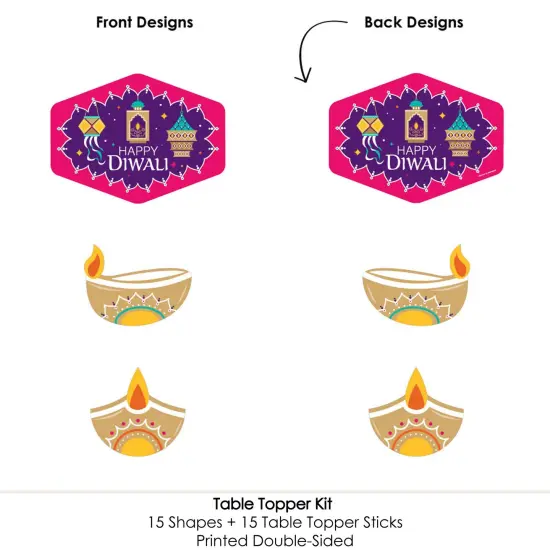 Big Dot of Happiness Happy Diwali - Festival of Lights Party Centerpiece Sticks - Table Toppers - Set of 15 {6}