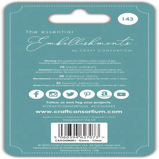 Craft Consortium Essential Adhesive Rhinestone Gems 143/Pkg-Clear {3}