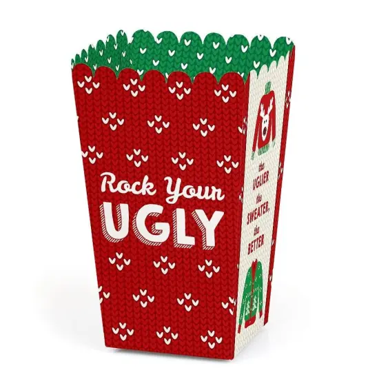 Big Dot of Happiness Ugly Sweater - Holiday and Christmas Party Favor Popcorn Treat Boxes - Set of 12 {1}