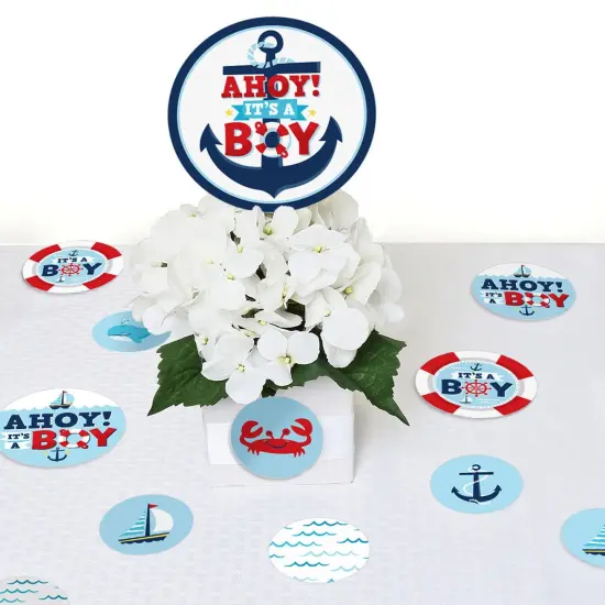 Big Dot of Happiness Ahoy It's a Boy - Nautical Baby Shower Giant Circle Confetti - Party Decorations - Large Confetti 27 Count {7}