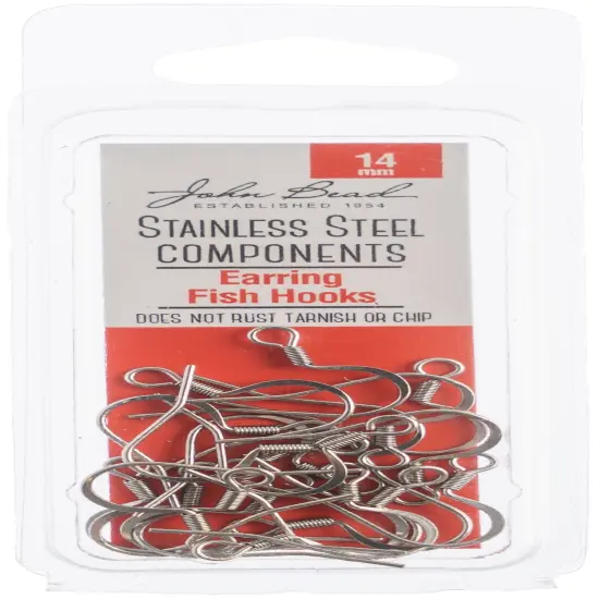 John Bead Stainless Steel Earring Fish Hook 20/Pkg-14mm {1}