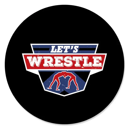 Big Dot of Happiness Own the Mat - Wrestling - Birthday Party or Wrestler Party Circle Sticker Labels - 24 Count {1}