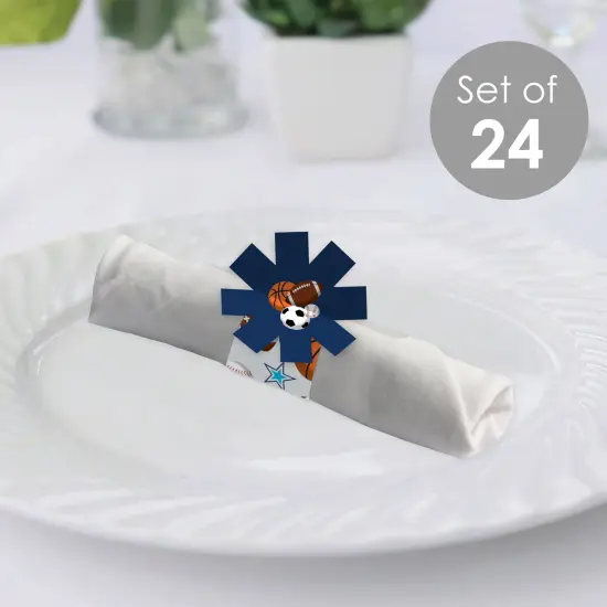 Big Dot of Happiness Go, Fight, Win - Sports - Baby Shower or Birthday Party Paper Napkin Holder - Napkin Rings - Set of 24 {3}