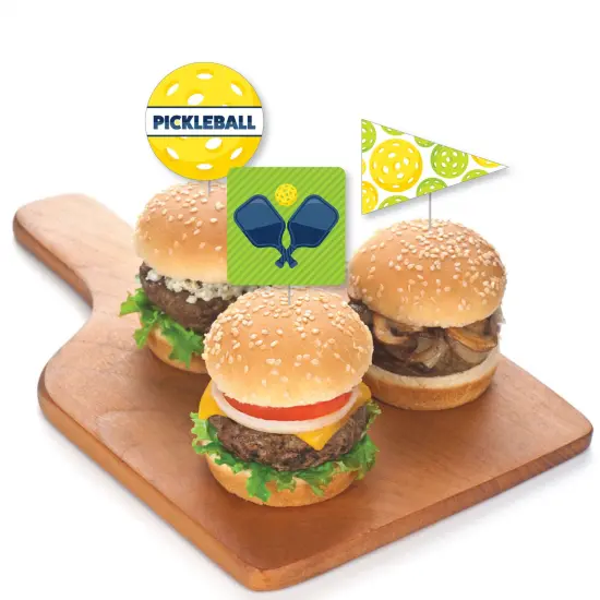 Big Dot of Happiness Let&rsquo;s Rally - Pickleball - Dessert Cupcake Toppers - Birthday or Retirement Party Clear Treat Picks - Set of 24 {6}