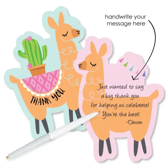 Big Dot of Happiness Whole Llama Fun - Shaped Thank You Cards - Fiesta Baby Shower or Birthday Party Thank You Note Cards with Envelopes - Set of 12 {3}