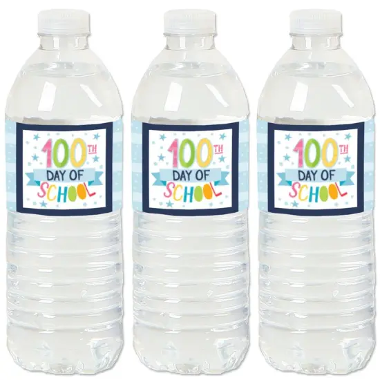 Big Dot of Happiness Happy 100th Day of School - 100 Days Party Water Bottle Sticker Labels - Set of 20 {1}